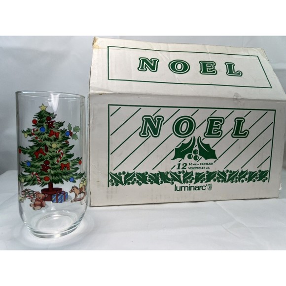 Luminarc Christmas Tree Drinking Glasses VINTAGE holiday tumblers Set of 12 NOS - Picture 3 of 9